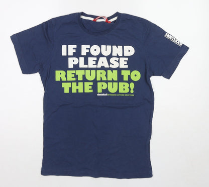 Sleezeball Mens Blue Cotton T-Shirt Size S Round Neck - If found please return to the pub