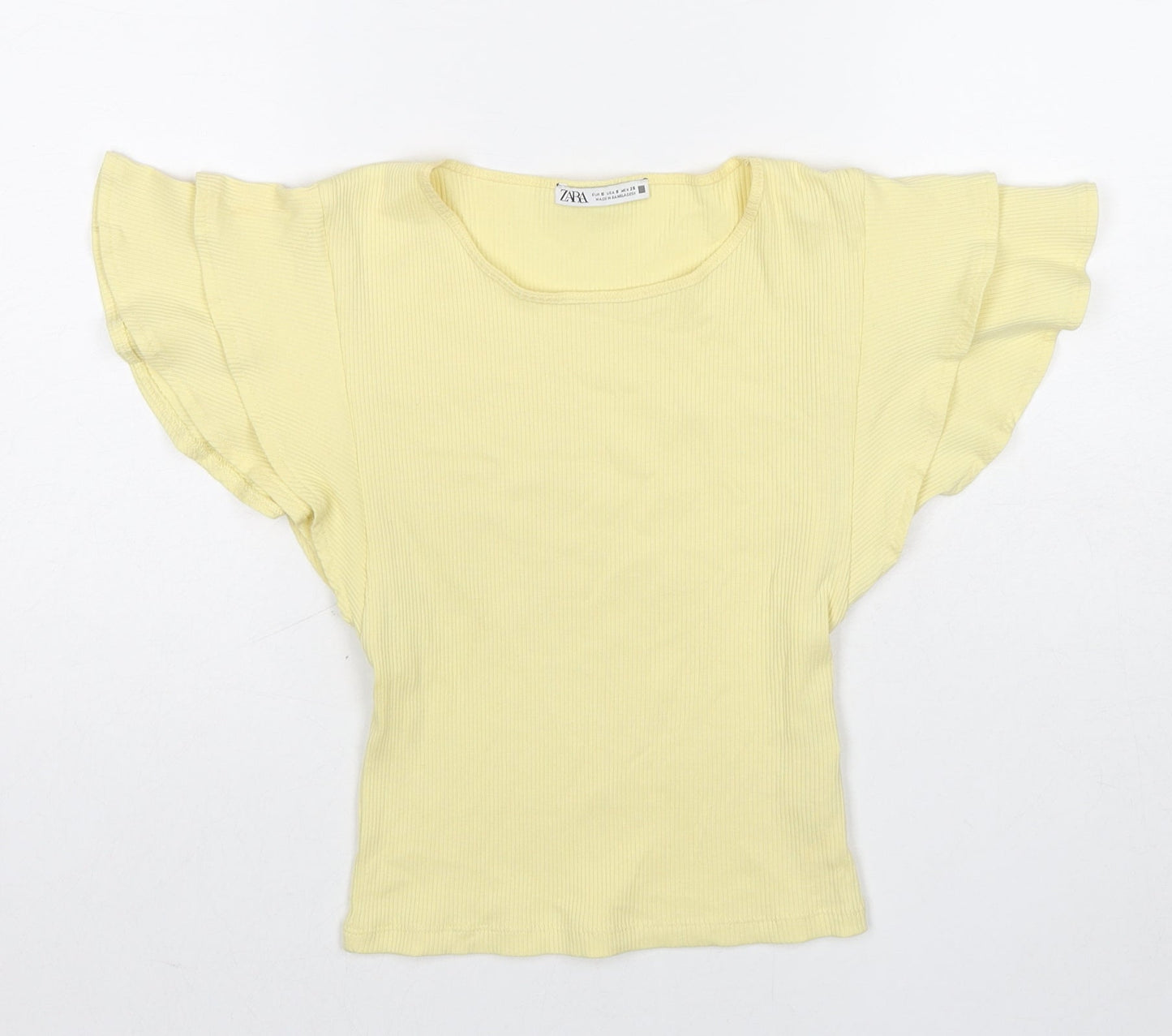 Womens UK Size S Zara Yellow Basic Tank