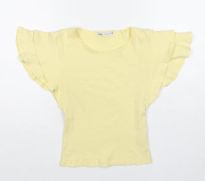 Womens UK Size S Zara Yellow Basic Tank