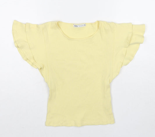 Womens UK Size S Zara Yellow Basic Tank