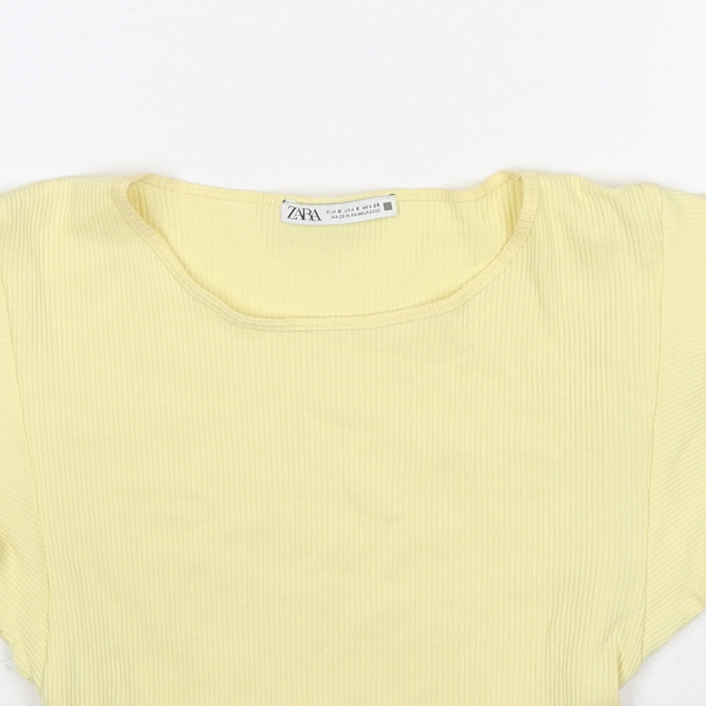 Womens UK Size S Zara Yellow Basic Tank