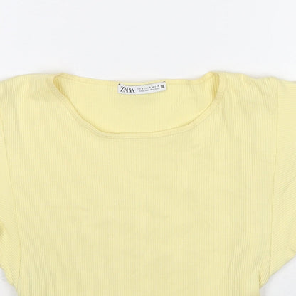 Womens UK Size S Zara Yellow Basic Tank