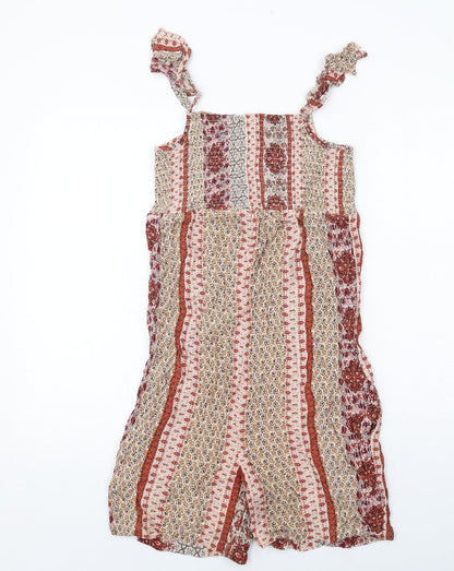 NEXT Womens Multicoloured Geometric Viscose Playsuit One-Piece Size 10 Pullover