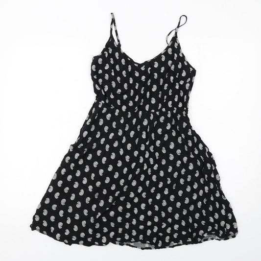 Gap Womens Black Paisley Viscose Slip Dress Size S V-Neck Pullover