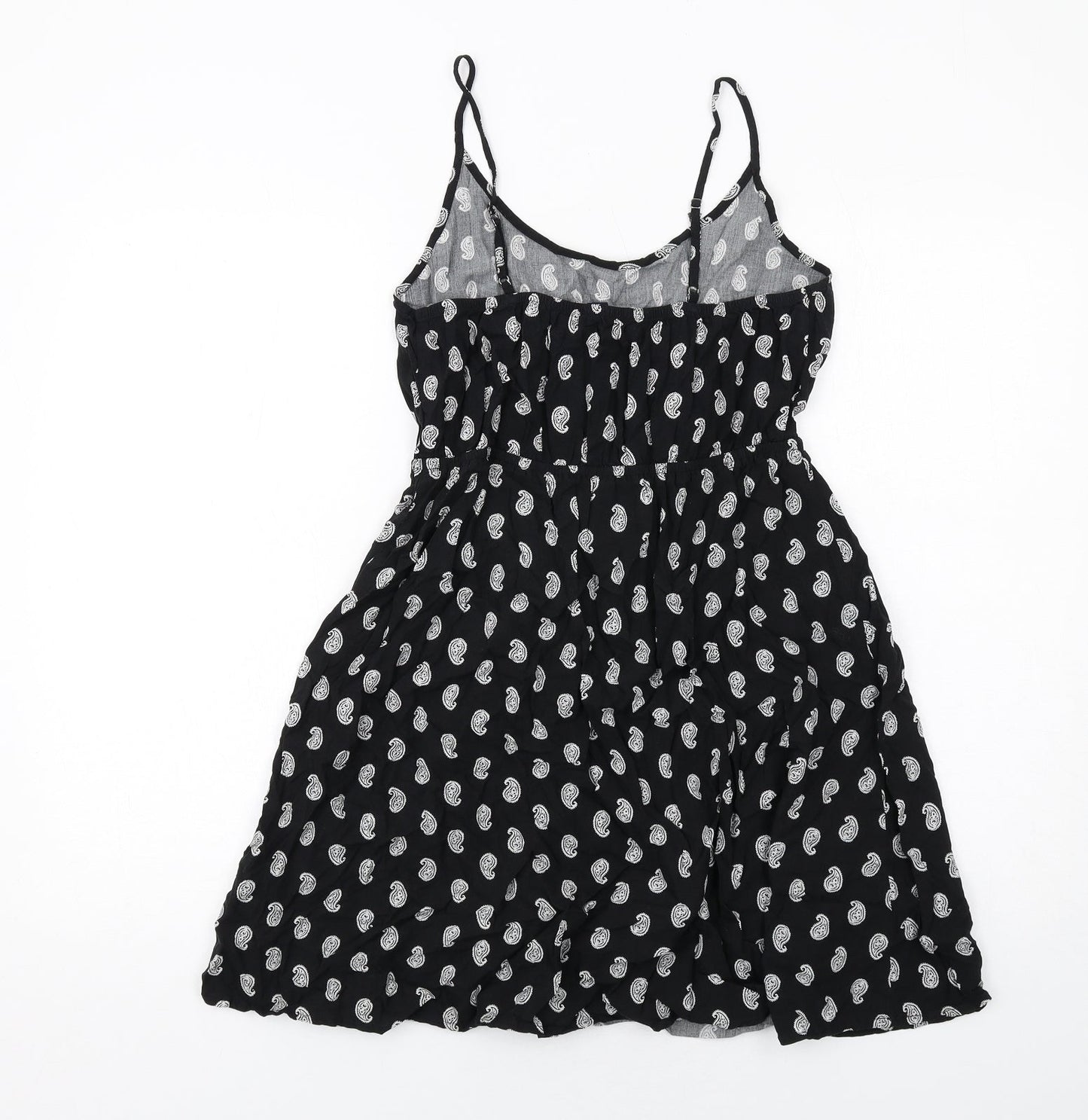 Gap Womens Black Paisley Viscose Slip Dress Size S V-Neck Pullover