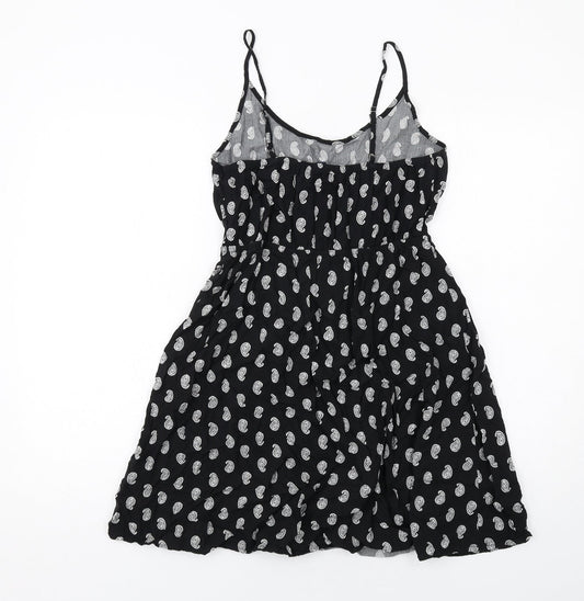 Gap Womens Black Paisley Viscose Slip Dress Size S V-Neck Pullover