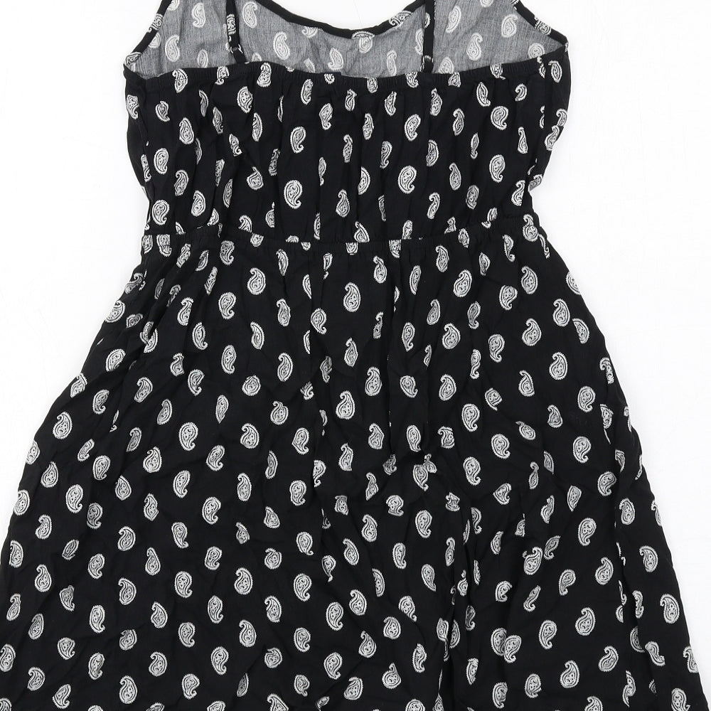 Gap Womens Black Paisley Viscose Slip Dress Size S V-Neck Pullover