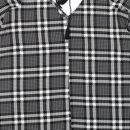 River Island Womens Black Plaid Polyester Trapeze & Swing Size 16 V-Neck Pullover - Cold Shoulder Detail