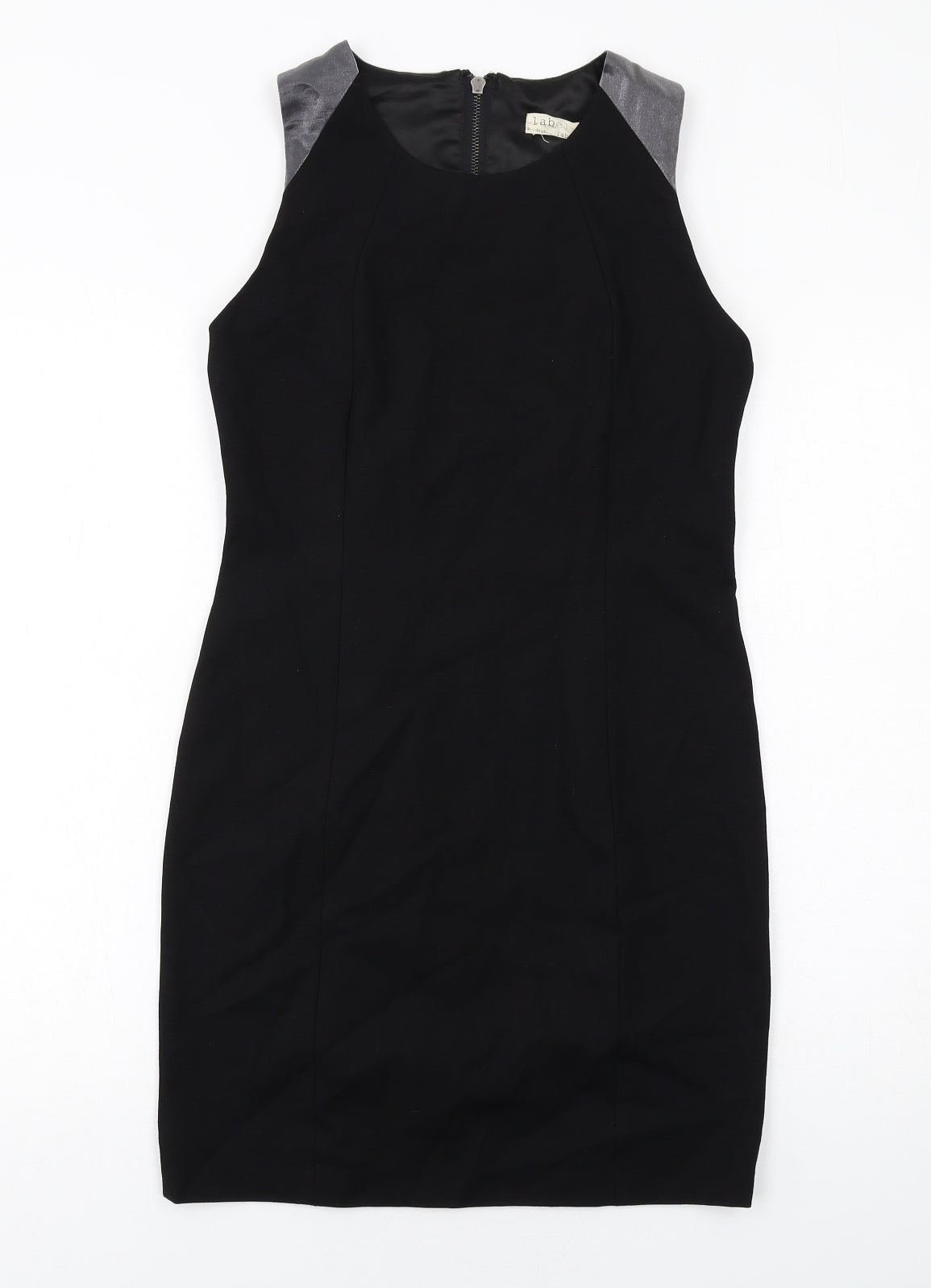 Label Lab Womens Black Viscose Shift Size 12 Boat Neck Zip