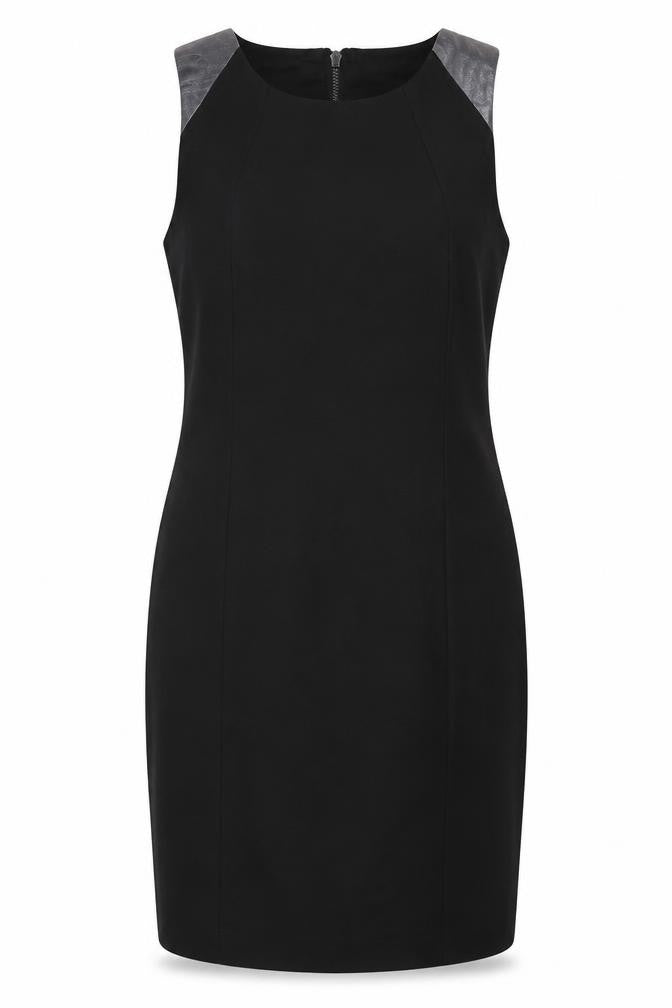 Label Lab Womens Black Viscose Shift Size 12 Boat Neck Zip