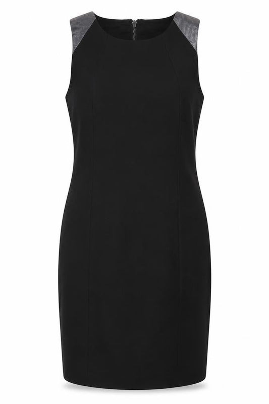 Label Lab Womens Black Viscose Shift Size 12 Boat Neck Zip