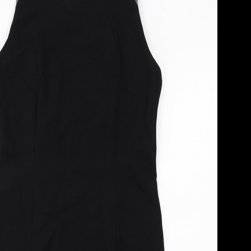 Label Lab Womens Black Viscose Shift Size 12 Boat Neck Zip