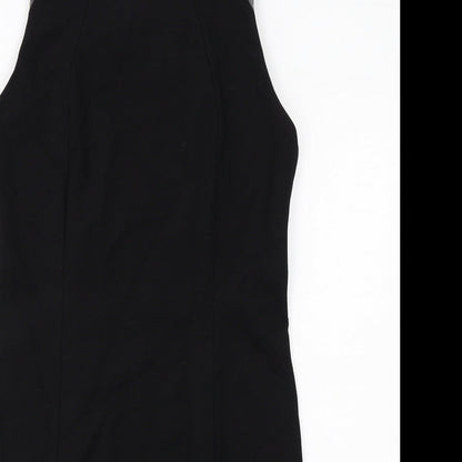 Label Lab Womens Black Viscose Shift Size 12 Boat Neck Zip