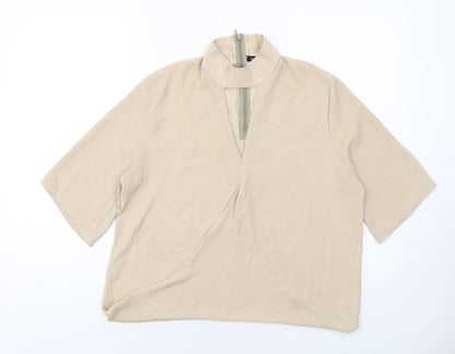 Boohoo Womens Beige Polyester Basic Blouse Size 8 Halter