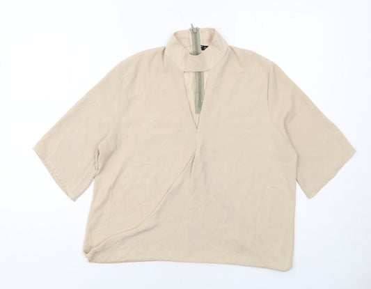 Boohoo Womens Beige Polyester Basic Blouse Size 8 Halter