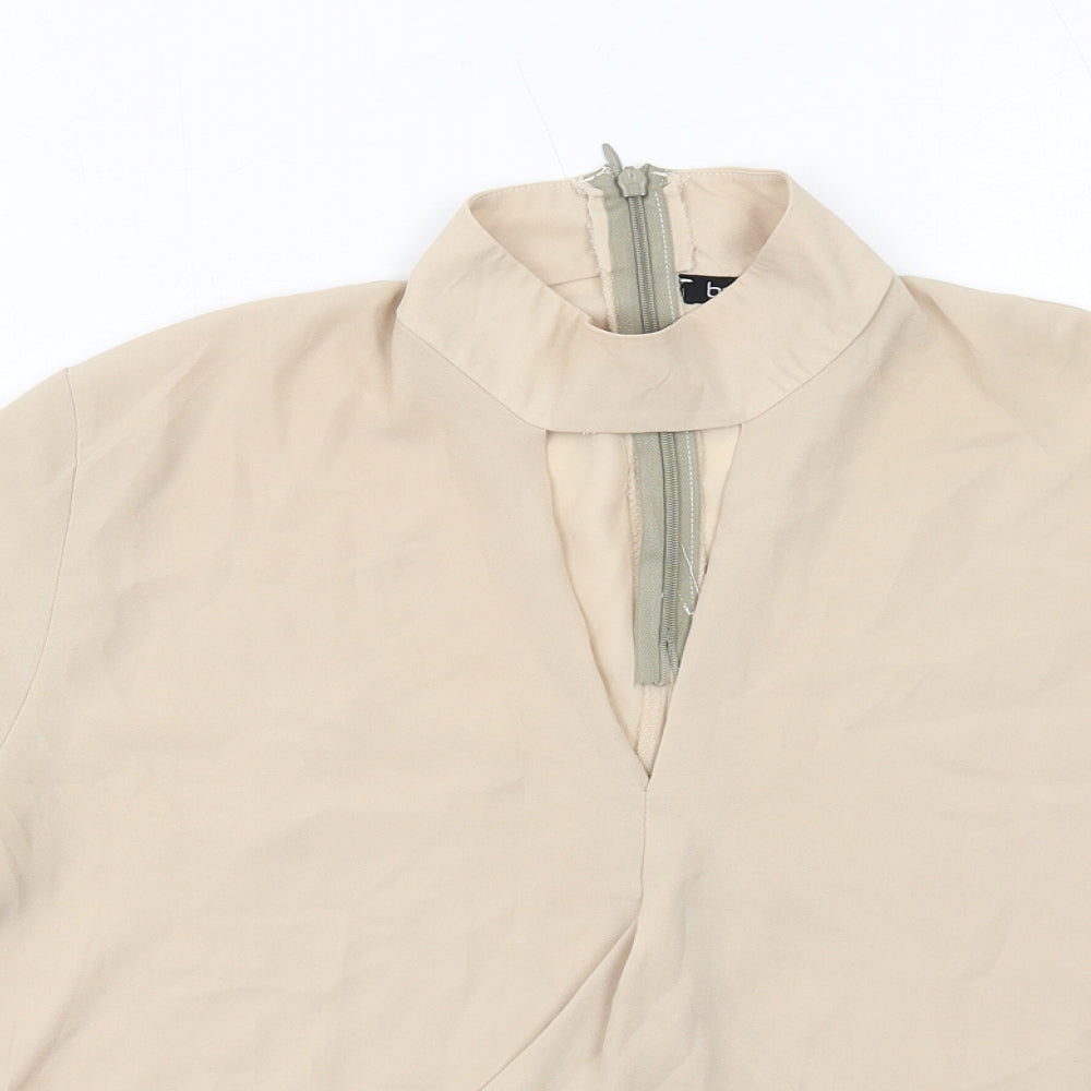 Boohoo Womens Beige Polyester Basic Blouse Size 8 Halter