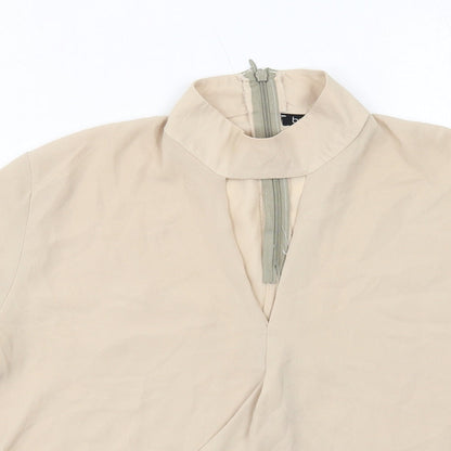 Boohoo Womens Beige Polyester Basic Blouse Size 8 Halter