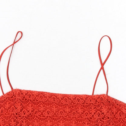 Womens UK Size S Zara Red Cropped Tank