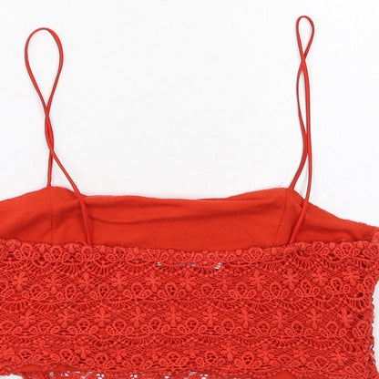 Womens UK Size S Zara Red Cropped Tank