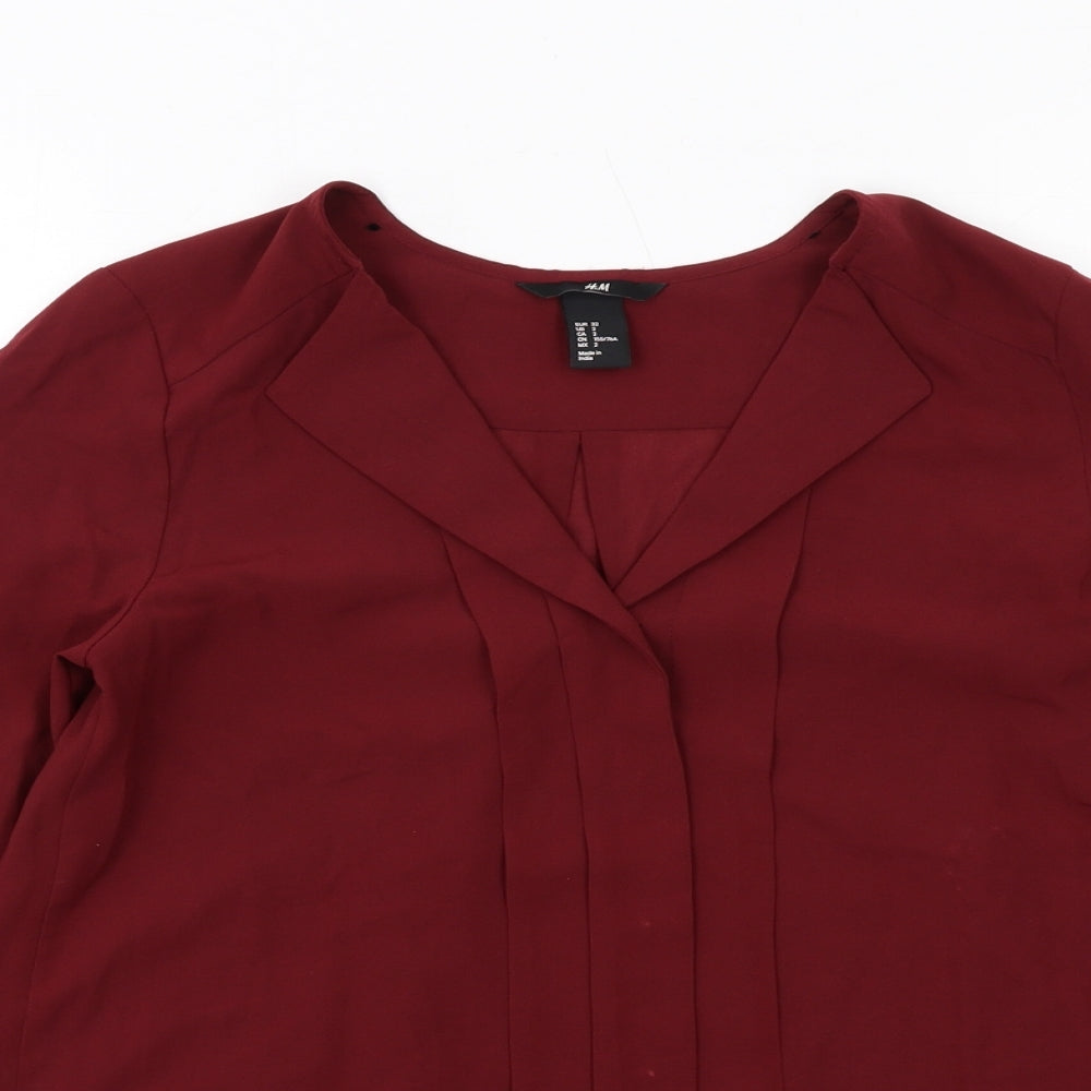 Womens UK Size 4 H&M Red Basic Blouse