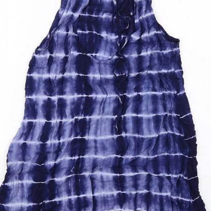 Glamorous Womens Blue Tie Dye Viscose Tank Dress Size XS Round Neck Pullover