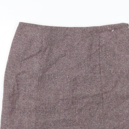 BHS Womens Pink Geometric Wool A-Line Skirt Size 12 Zip