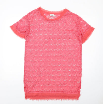 NEXT Womens Pink Polyester Basic T-Shirt Size 10 Round Neck