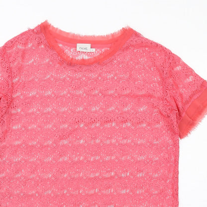 NEXT Womens Pink Polyester Basic T-Shirt Size 10 Round Neck