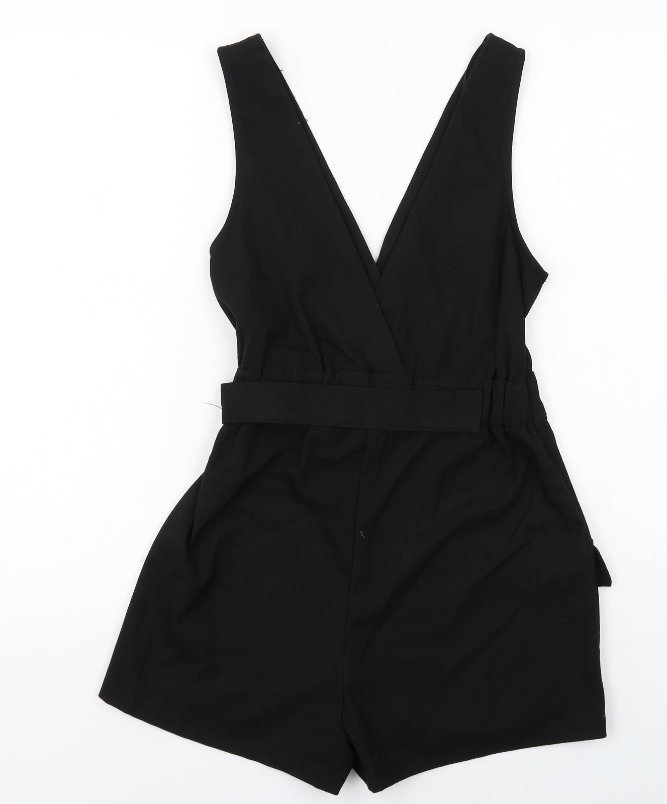 Pull&Bear Womens Black Viscose Playsuit One-Piece Size S Pullover