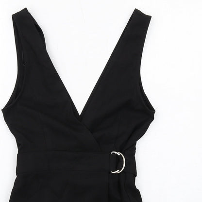 Pull&Bear Womens Black Viscose Playsuit One-Piece Size S Pullover