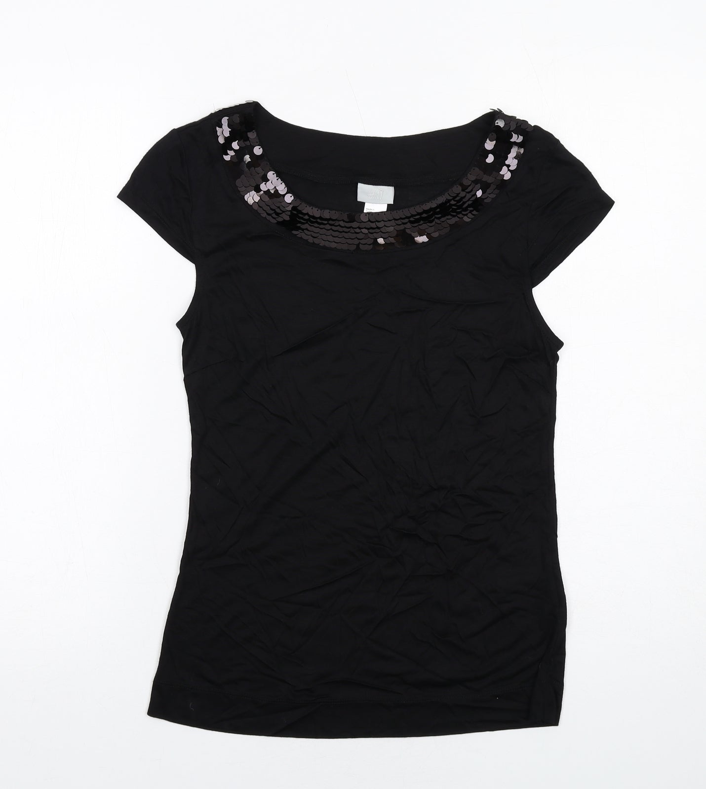 Womens UK Size S H&M Black Basic Blouse