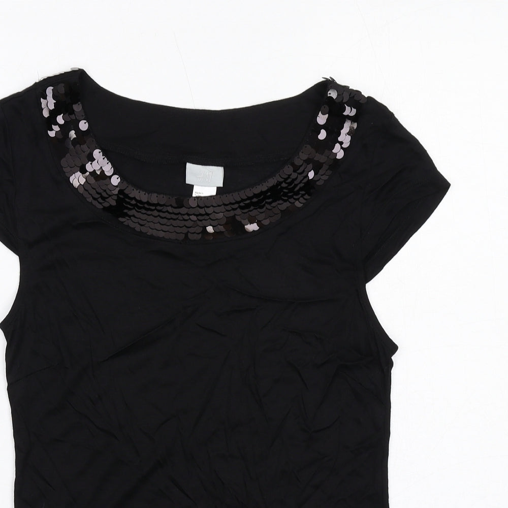 Womens UK Size S H&M Black Basic Blouse