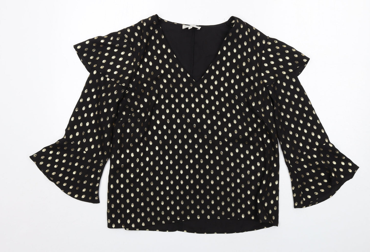 Womens UK Size 12 Warehouse Black Basic Blouse