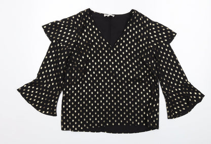Womens UK Size 12 Warehouse Black Basic Blouse