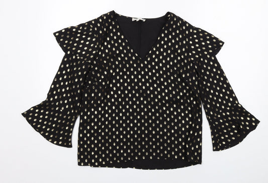 Womens UK Size 12 Warehouse Black Basic Blouse