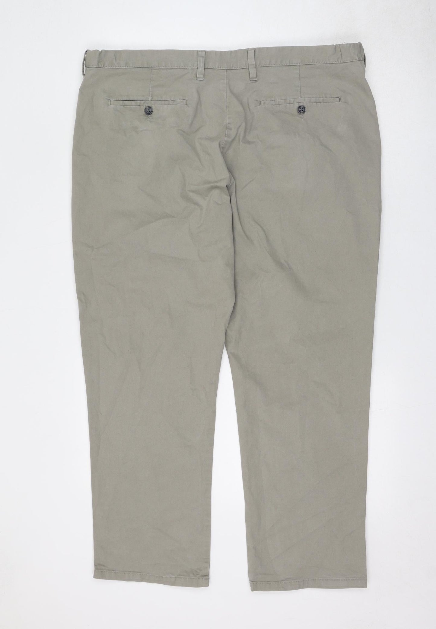 Marks and Spencer Mens Beige Cotton Chino Trousers Size 42 in L24 in Regular Zip