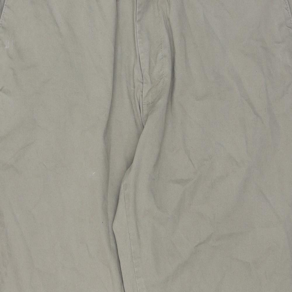 Marks and Spencer Mens Beige Cotton Chino Trousers Size 42 in L24 in Regular Zip