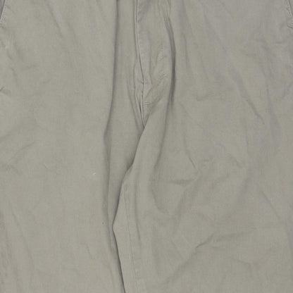 Marks and Spencer Mens Beige Cotton Chino Trousers Size 42 in L24 in Regular Zip