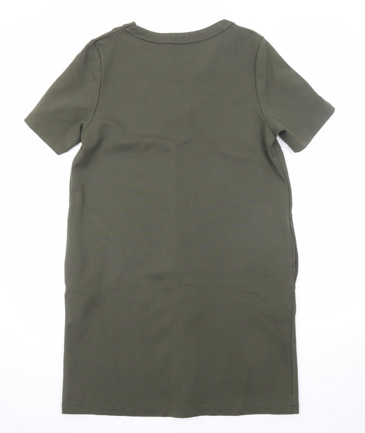 NEXT Womens Green Viscose Shift Size 14 V-Neck Pullover