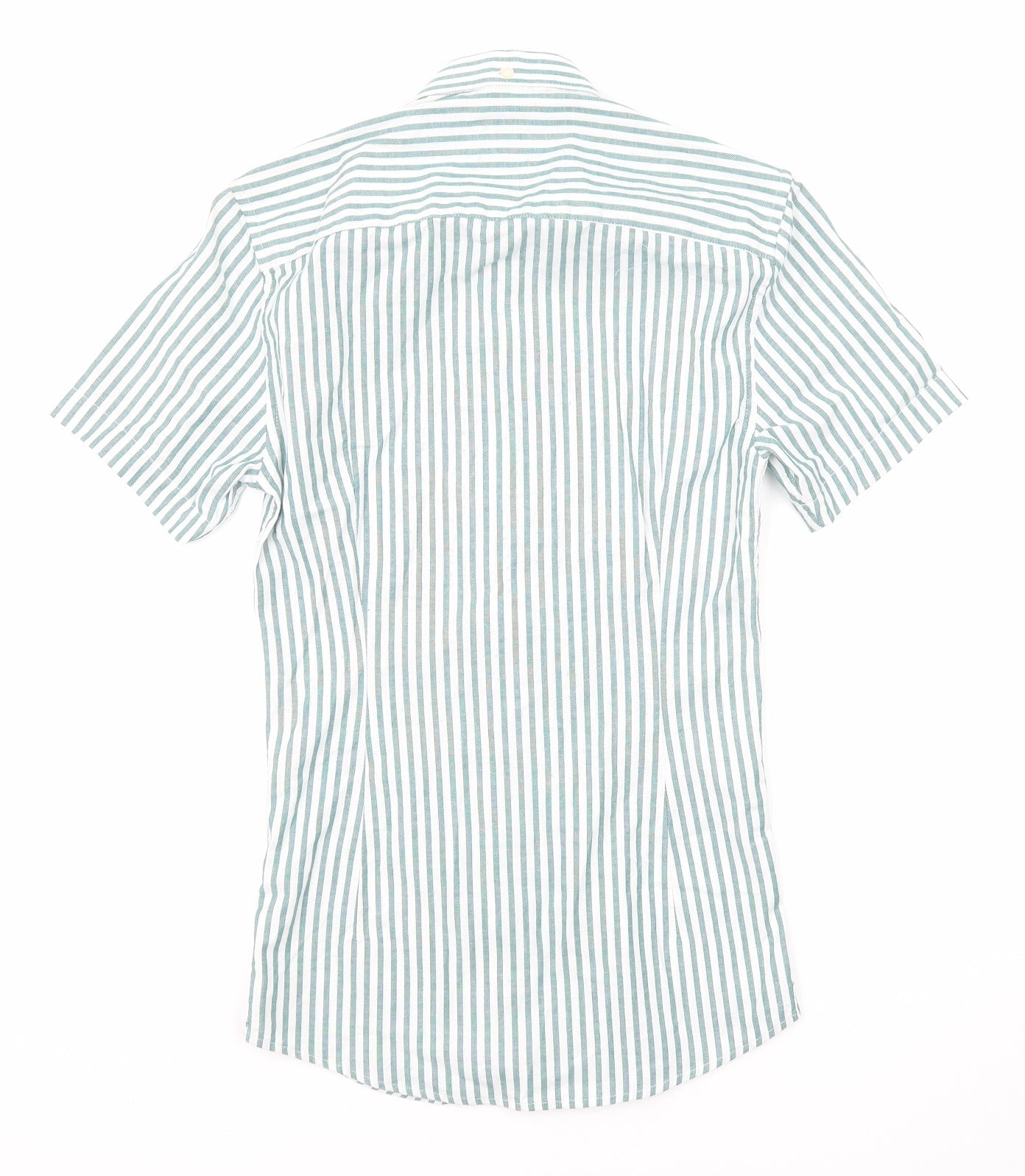 River Island Mens Green Striped Cotton Button-Up Size XS Collared Button