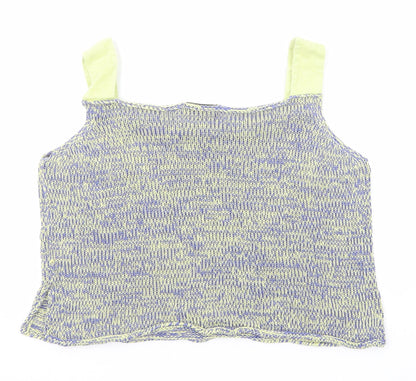 La Confidence Womens Blue Geometric Cotton Basic Tank Size XL Square Neck