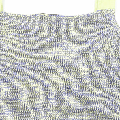 La Confidence Womens Blue Geometric Cotton Basic Tank Size XL Square Neck