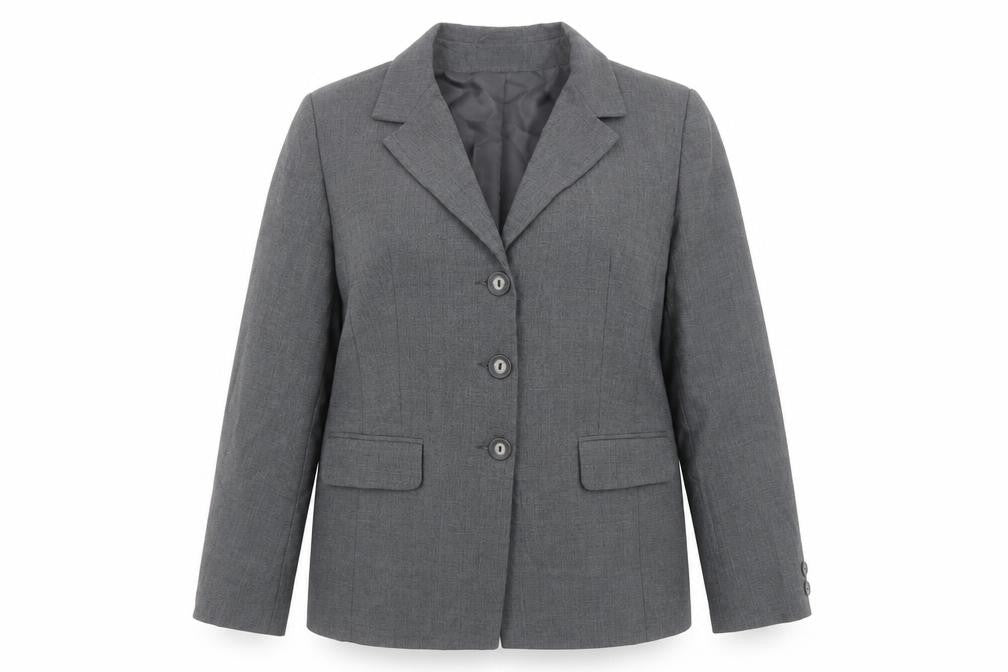 Front view of Paul Seperates women’s grey polyester jacket suit jacket, size UK 16