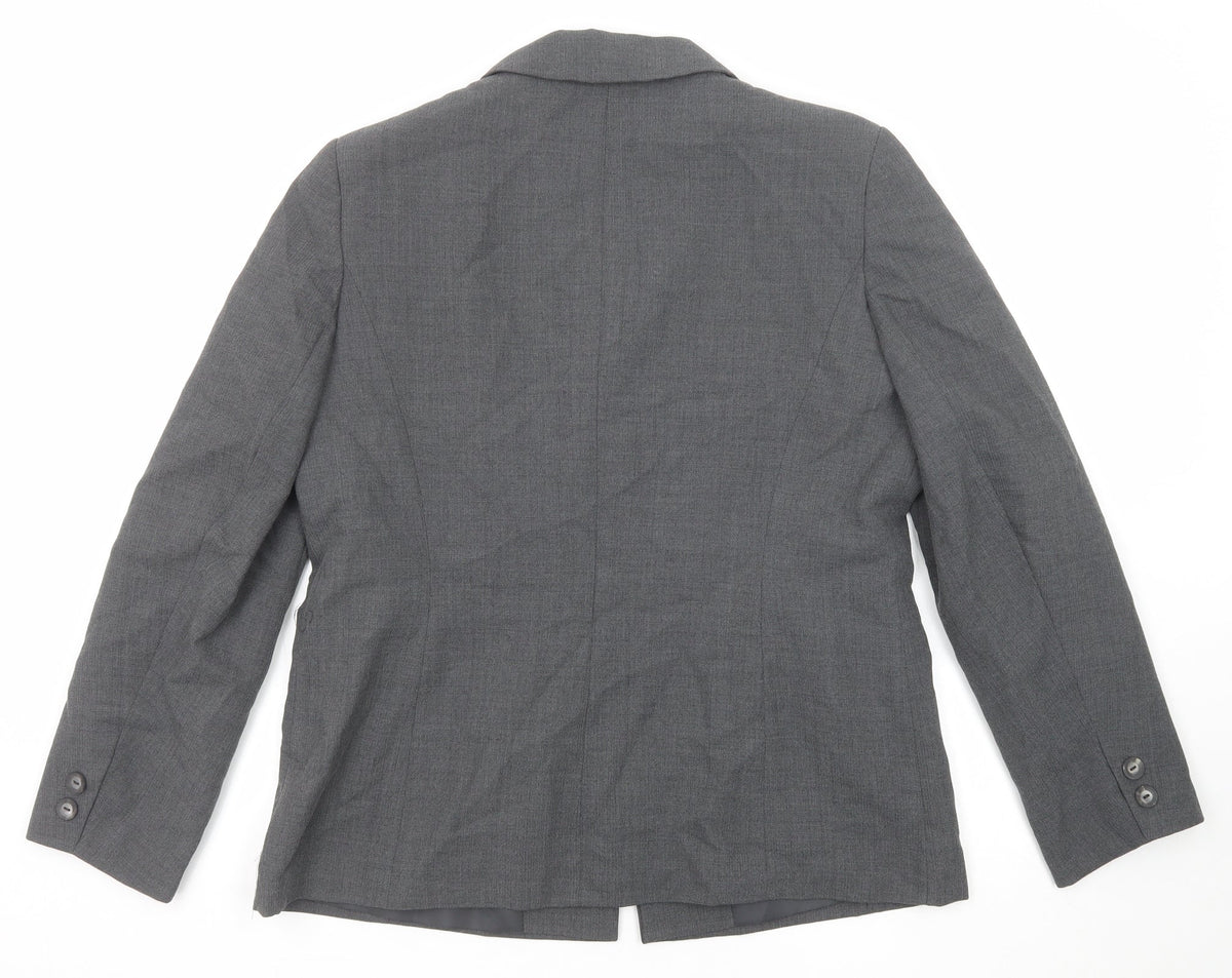 Back view of Paul Seperates women’s grey polyester jacket suit jacket, size UK 16