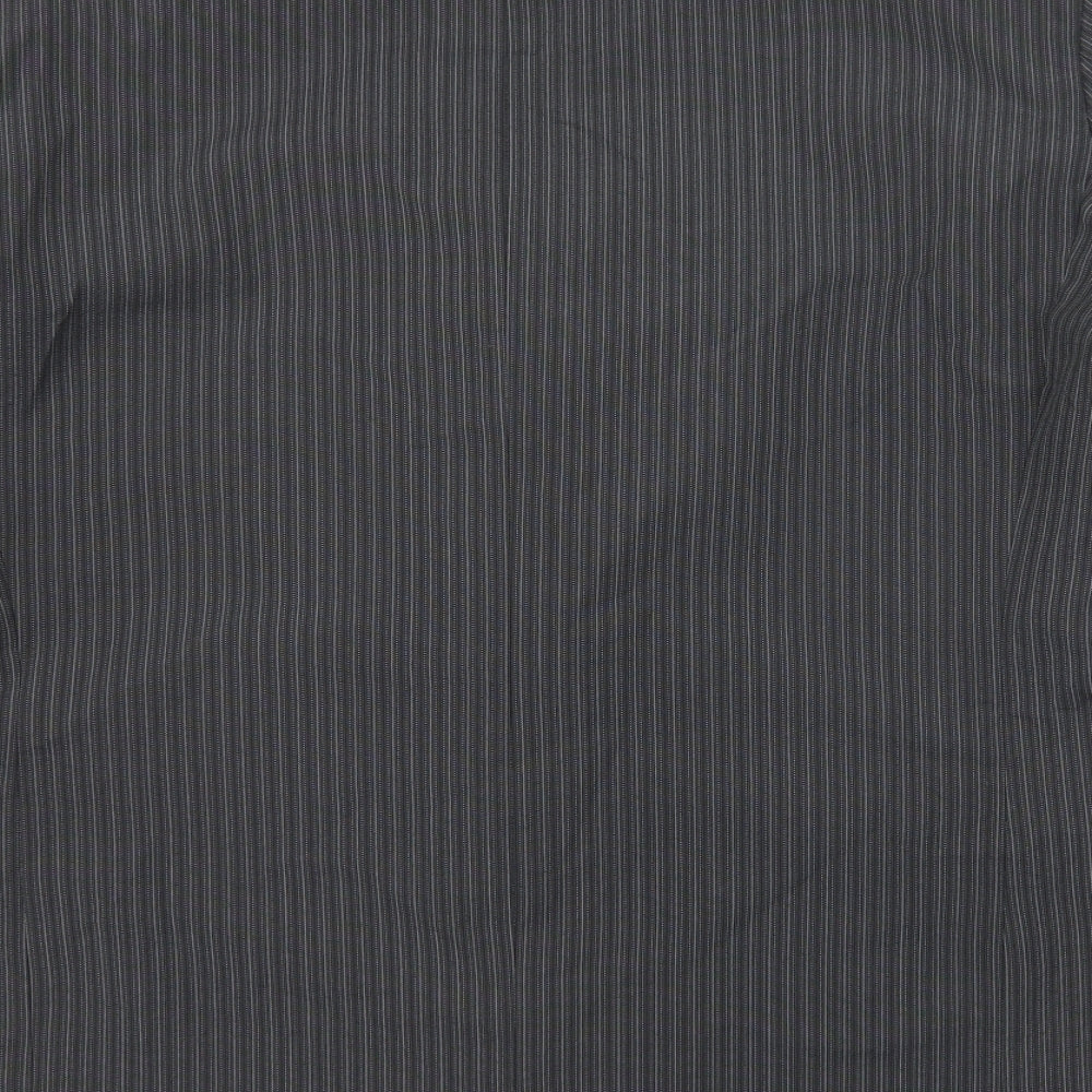 Brand and care label for Emporium men’s grey striped polyester jacket suit jacket, size 46, regular