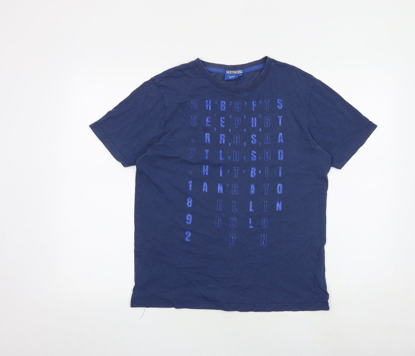 Hertha BSC Mens Blue Cotton T-Shirt Size S Round Neck