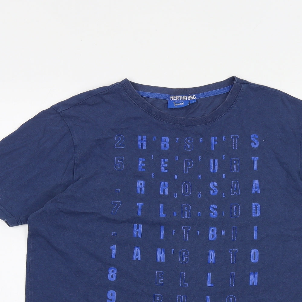 Hertha BSC Mens Blue Cotton T-Shirt Size S Round Neck