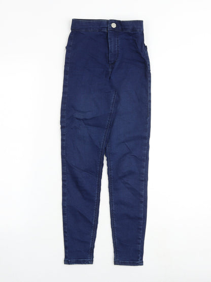 Topshop Womens Blue Cotton Skinny Jeans Size 24 in L28 in Regular Zip