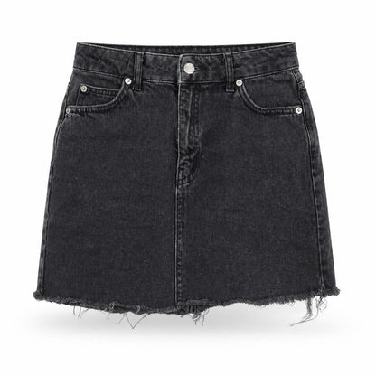 Topshop Womens Grey Cotton A-Line Skirt Size 6 Zip
