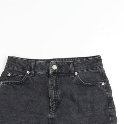 Topshop Womens Grey Cotton A-Line Skirt Size 6 Zip